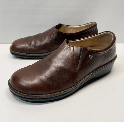 Finn Comfort Women Slip On Wedge Brown Leather Casual Shoes Sz 39