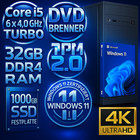 PC Windows 11 Pro | Intel Core i5 6 x 4,0 GHZ | 32 GB RAM | 1000 GB SSD | HDMI