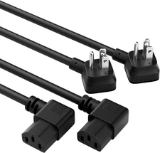 Elecan 3-Prong 45 Degree Flat to 90 Angled Plug Replacement Power Cord 3 Ft/2 Pa