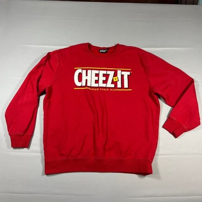 Kellogg's Cheez-it Sweatshirt Men 2XL Red Fleece Lined Cotton Crew Neck Pullover