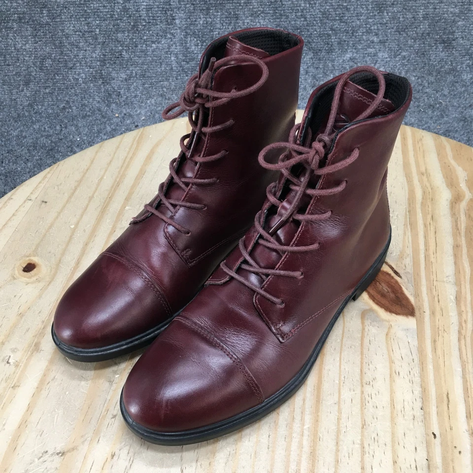 ECCO ботинки женщин 6-6,5 Touch 15 повседневный шнурует вверх лодыжки ботинок бордовая кожа - Изображение 3 из 4