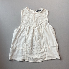 Abercrombie Fitch White Eyelet Lace Tank Top Size Small 100 Cotton Boho EUC