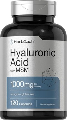 Hyaluronic Acid with MSM | 1000 mg | 120 Capsule s | Non-GMO | Free Shipping