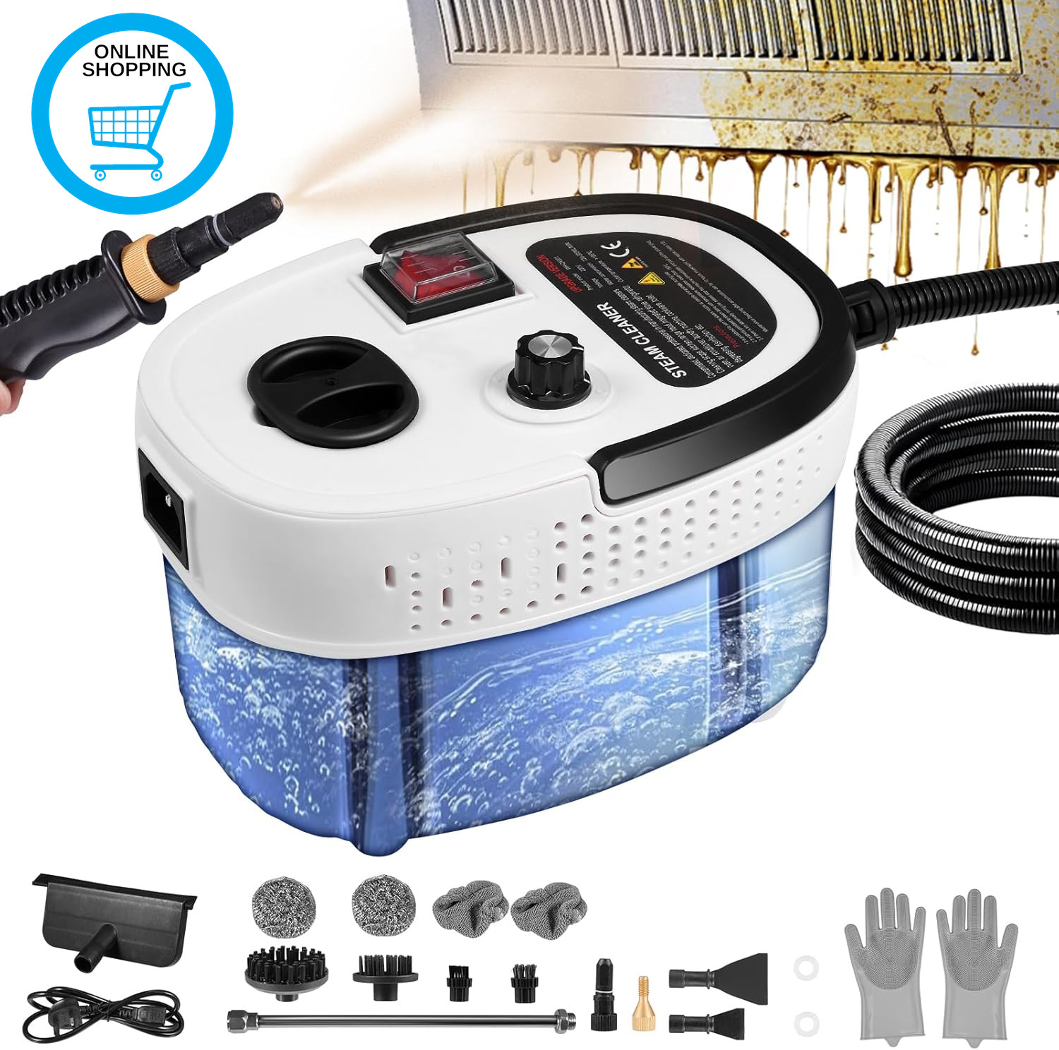 Handheld Steam Cleaner 2500 W Portable Steamer for Cleaning with 1.2L Large Wate