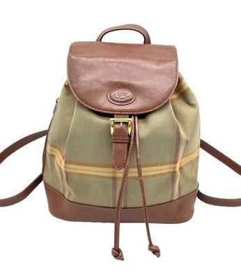Authentic Burberry Nova Check Leather Nylon Brown Khaki 