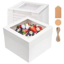 30 Pcs Cake Boxes, 12x12x8 Inch White Bakery Boxes with Window Cake Container...