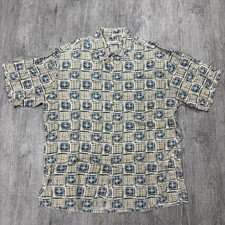 VTG 90S ABSTRACT GEOMETRIC PIERRE CARDIN 100 RAYON MENS BUTTON UP SHIRT SIZE L