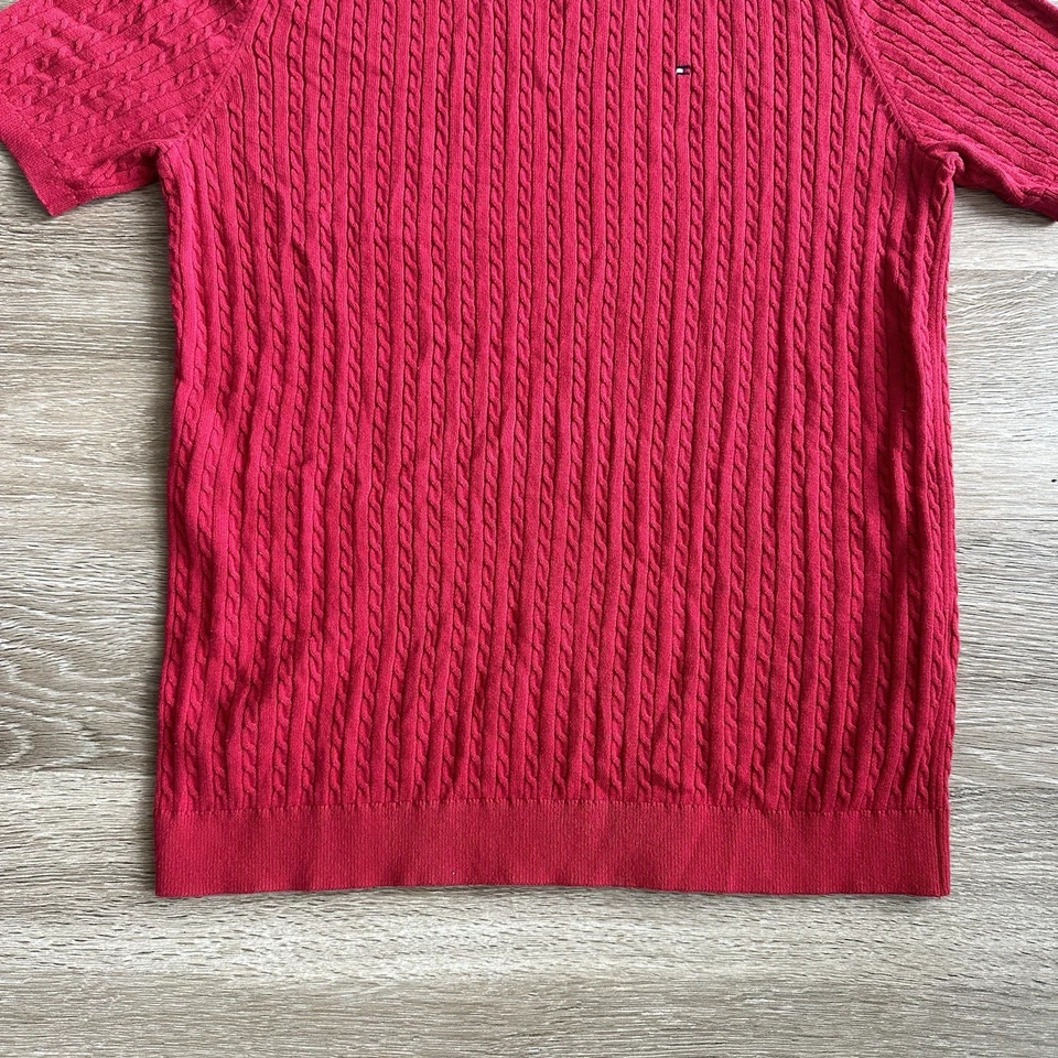 Suéter Tommy Hilfiger Manga Corta Tejido con Cable Rojo Niños Grande Foto 4 de 4