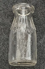 Vintage ODOM’S DAIRY Ahoskie NC North Carolina Embossed Glass Half Pint Bottle