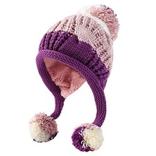 Women Winter Peruvian Cover Ears Beanie Hat Ear Flaps One Size Pink Purple