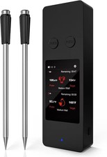 Bluetooth Wireless Meat Thermometer with App, Touch Screen, Audible Alarm, 2...