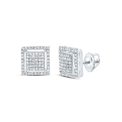 Quadratische Ohrstecker 0,55 kt natürlicher Diamant 10 kt Weißgold