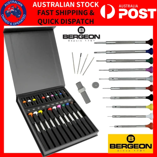 BERGEON 30081-AC10 Watchmakers Ergonomic 10 Piece Swiss Screwdriver Set AU STOCK