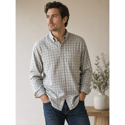 Gant New Haven Oxford Shirt Mens 3XLT Grey Blue Plaid Long Sleeve Button Down