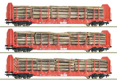 ROCO 660318 ON RAIL Convoglio tre carri Rnoos a carrelli con legname,  ep. VI | Condition: Nuovo