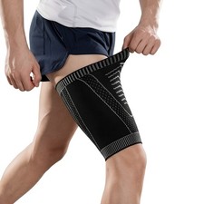 Oberschenkelbandage Kompression Schwarz M L XL Sport Fitness Damen Herren Vibe24