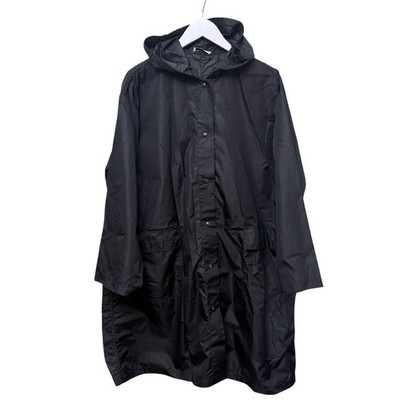 GERARD DAREL Windbreaker Coat Oversized Black Trench Light Jacket Hooded One Siz
