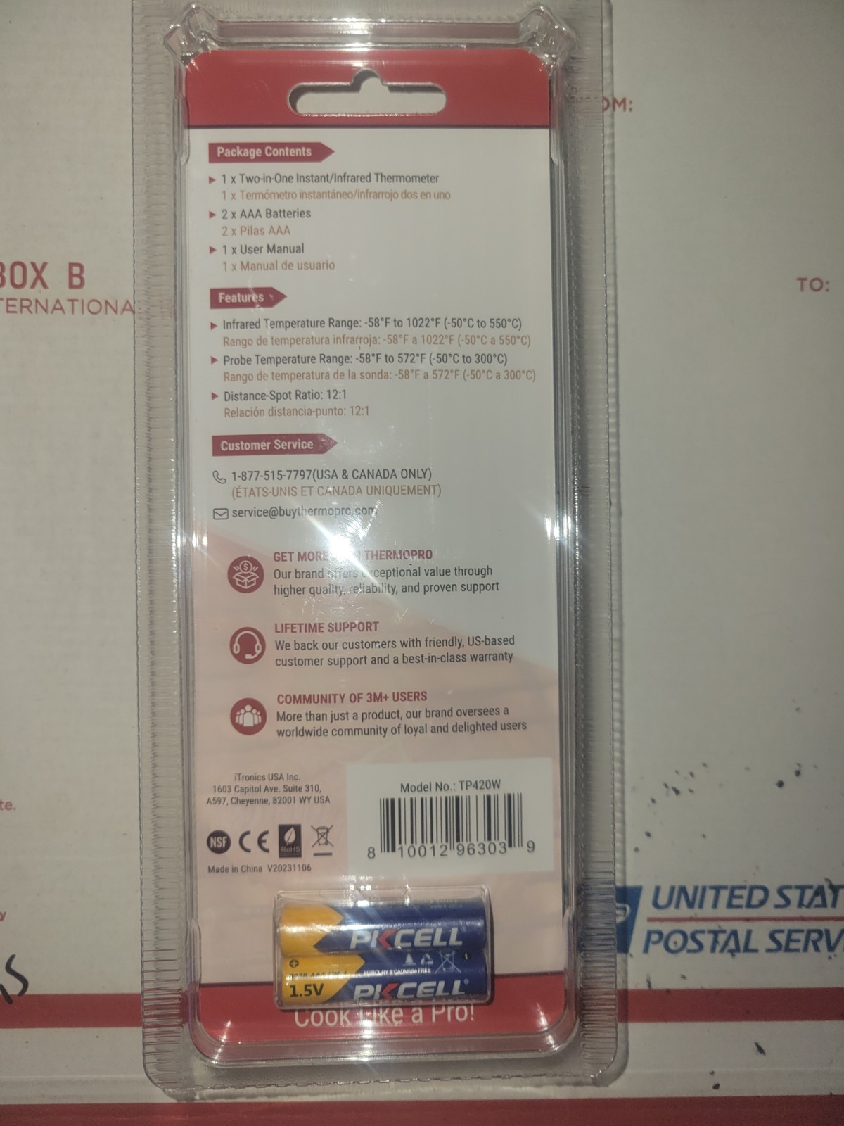 ThermoPro 2-in-1 Instant/Infrared Meat Thermometer For Grill  TP420W