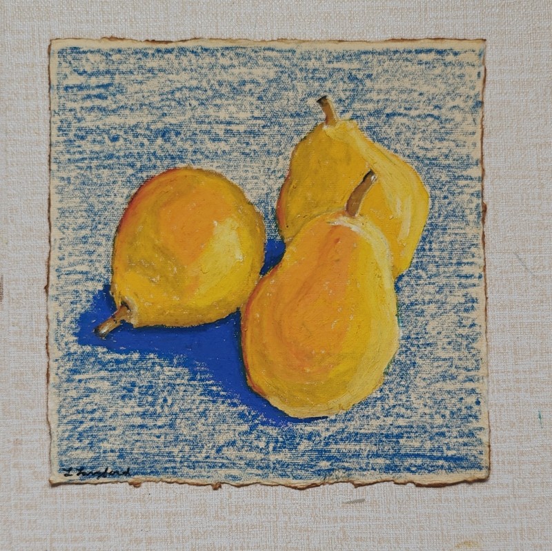 Original Still Life Acrylic Painting Pears Laura Langford Signed Paper Art 2024
