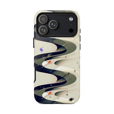 Phone Ink - iPhone/Galaxy/Pixel - Tough Case - Flowing Wavy Black Ribbons
