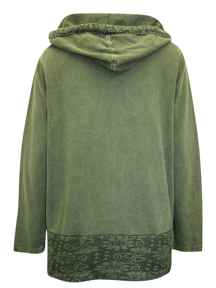 Coldwater Creek Top Sweatshirt hooded plus size 14 16 18 20 22 24 green floral - Image 2 of 4