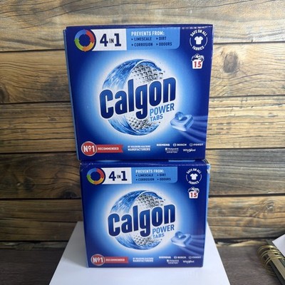 Calgon 4-in-1 Power Tabs Washer Cleaner, Blue (2 box lot = 30 tabs)