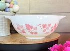 Vintage Pyrex Pink Gooseberry #443 Large Tabbed Cinderella Mixing Bowl Nesting