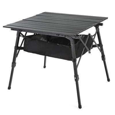 ARROWHEAD OUTDOOR 39'' ALU FOLDING CAMP ROLL UP TABLE, HEIGHT ADJUSTABLE - BLACK
