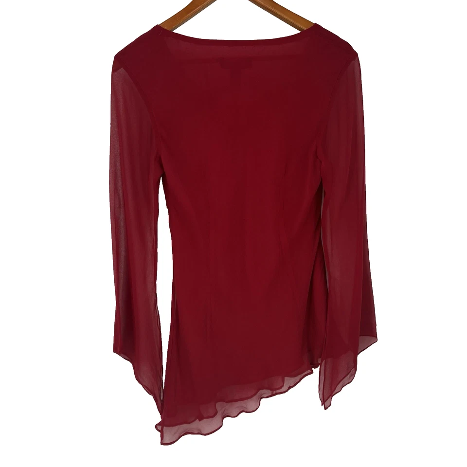 Top túnica de seda Y2K Robbie Bee para mujer 10 rojo asimétrico cuentas caprichoso hada Foto 2 de 4