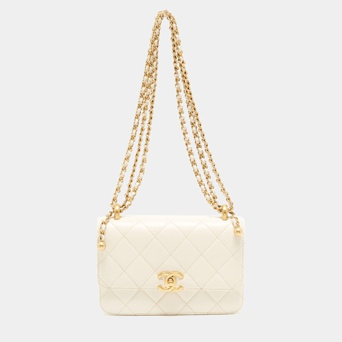 Chanel Perfect Fit Flap White Quilted Leather Bag