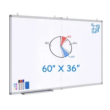 White Board Dry Erase 60 x 36，Large Magnetic Whiteboard 5' X 3' Dry Erase Boa...