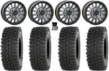 System 3 SB-8 Bdlk 15" Wheels Gy +38mm 35" BDC Tires Can-Am Maverick R