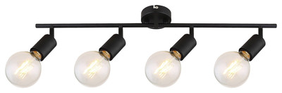 Industrielle Deckenleuchte E27 4x40W Schwarz Matt Rabalux Lamar IP20