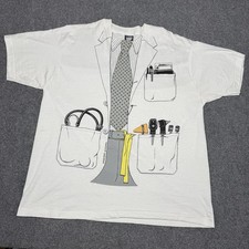 Vintage Leslie Arwin Doctor Lab Coat T-Shirt Mens Size XXL USA Made Zantac
