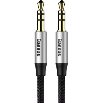 Audiokabel AUX 3.5mm Mini Jack (2xStecker) 1m Baseus Audio-Kabel Silbern-Schwarz