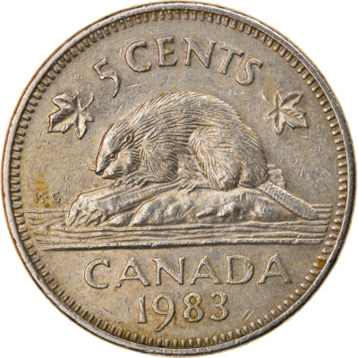 カナダ　5セント　ビーバー　まとめ売り Canadian Coin Canada 5 Cents | Queen Elizabeth II | Beaver | 1982
