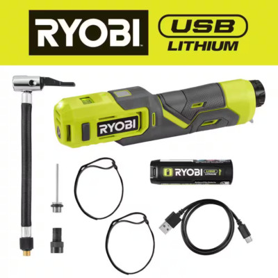 NEW USB Lithium Inflator Kit   Compact, 100 PSI, Digital Gauge & LED Worklight