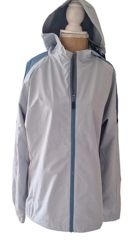 Castore Ladies Coat Jacket Rain Mac Waterproof Grey Blue Size S 10/12 BNWT