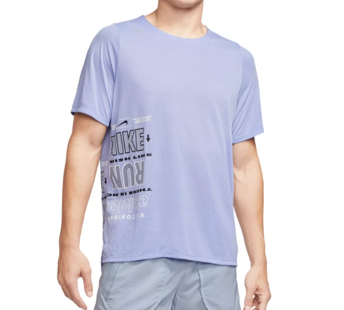 Nike Running Tee Mens Dri Fit Dry Breathe Rise 365 Wild Run Blue Small XL 2XL