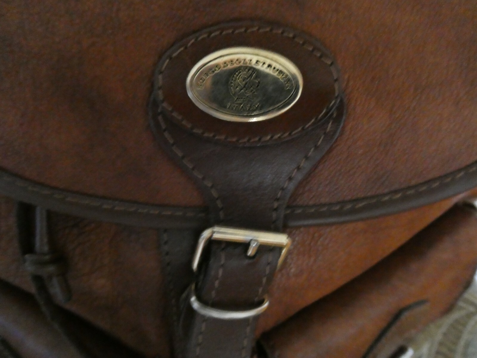 Sac à Main Bandoulière BORGO DEGLI ETRUSCHI En Cuir Véritable Italie - Taille M, Marron Et Beige