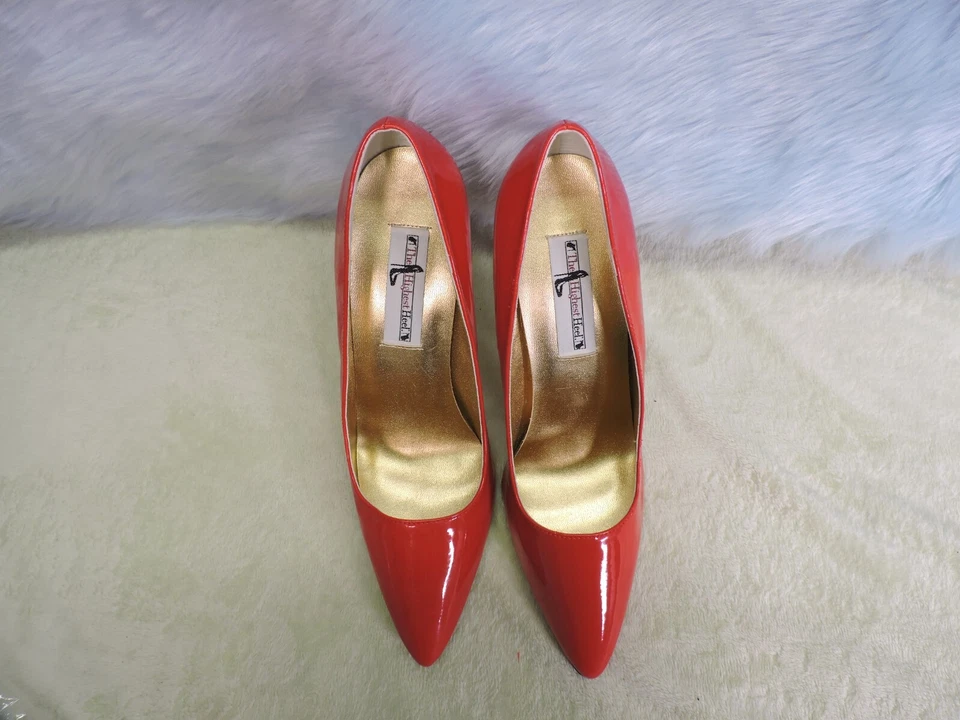 Новый винтажный высокий каблук красный 4,75 дюйма каблуки. Размер женщин 10 мужской 8,5 - Изображение 4 из 4