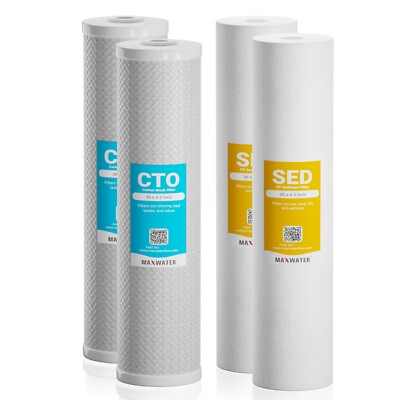 4 Big Blue Filters 20''x 4.5'' Whole House Sediment CTO Carbon Block Water Filter