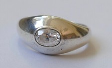 Solitär Ring weißer geschliffener Stein 925 Silber Vintage 80er ring silver