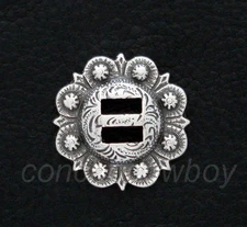 WESTERN HORSE SADDLE HEADSTALL TACK ANTIQUE SLOTTED BERRY CONCHO 1"