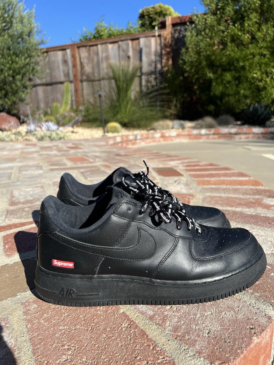 Nike Air Force 1 Low x Supreme Box Logo Size 9.5 Black | eBay Nike Air Force 1 Low x Supreme Box Logo Size 9.5 Black | eBay
