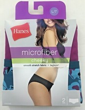 Hanes Women's Tagless Microfiber Cheeky Panties 2 Pack Sizes 5-8