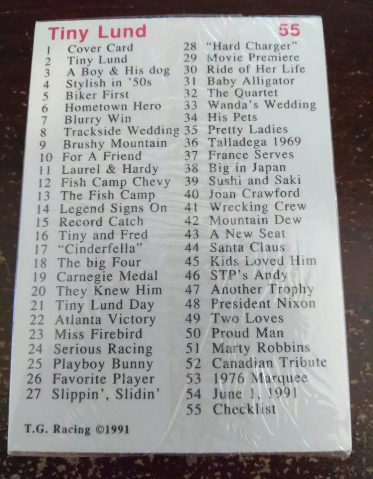 Tiny Lund 55 Card Set TG Racing 1991 NASCAR Trading Cards New Sealed - Image 2 of 2