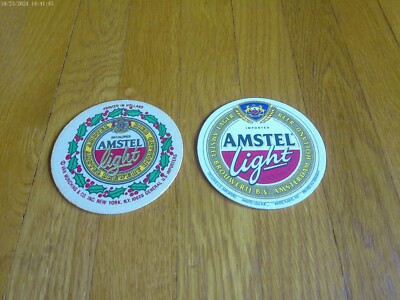 Vtg Amstel Light Holiday Beer Coaster Collectible Lot of 2 Beermats FREE SHIP