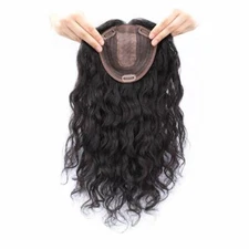 Women Curly Real Human Hair Middle Silk Base Topper Wiglet Top For Loss Hair 