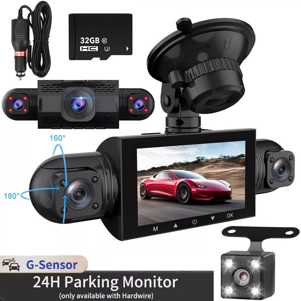 4-Channel 360° FHD 1080P Dash Cam with Front Rear Inside View and 32GB Storage-image